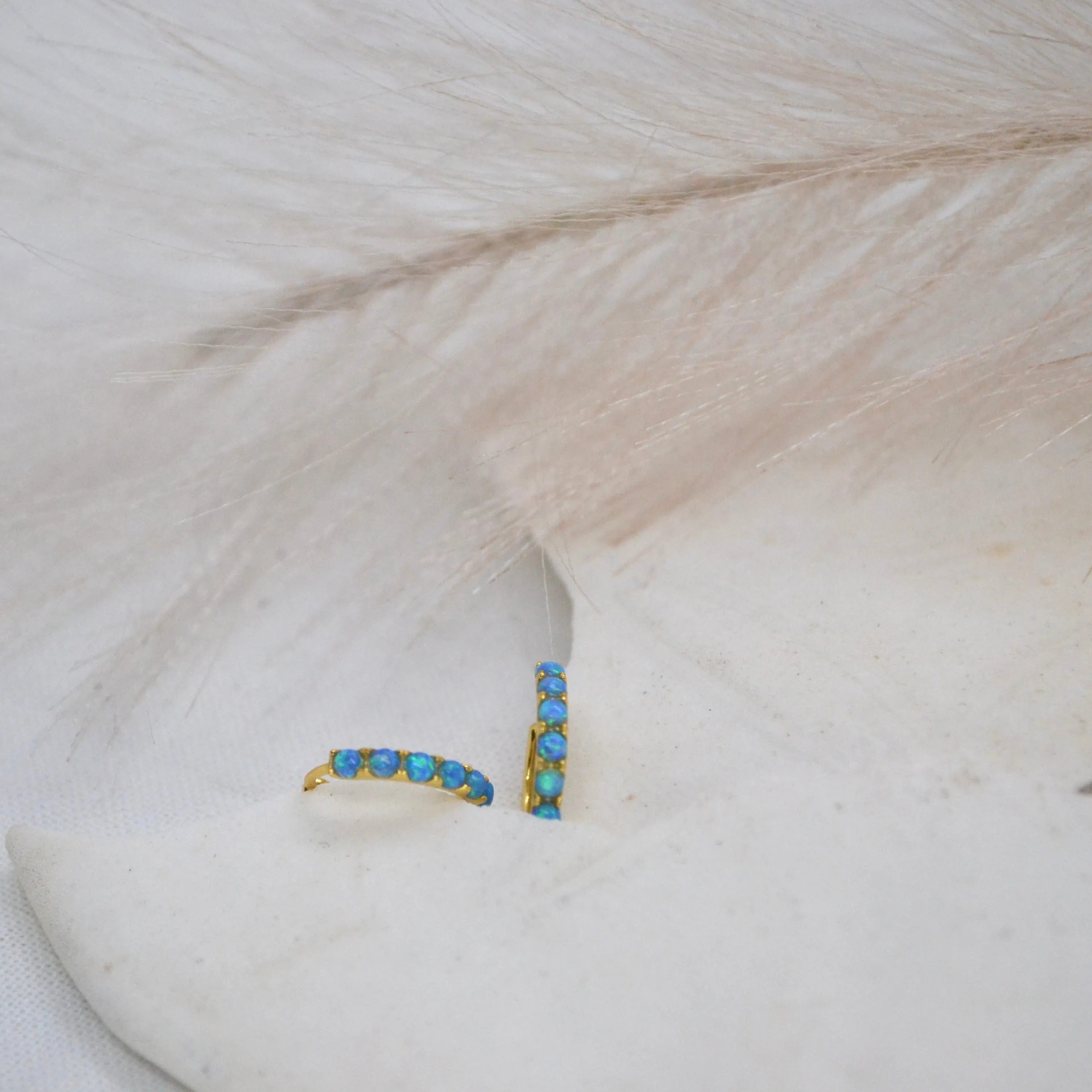 Laila | Blue Opal Sterling Silver Gold Hoops