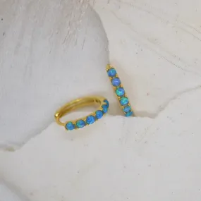Laila | Blue Opal Sterling Silver Gold Hoops
