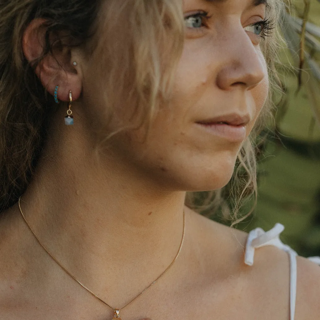 Laila | Blue Opal Sterling Silver Gold Hoops