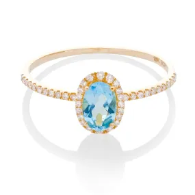LAVISH DIAMOND RING, BLUE TOPAZ