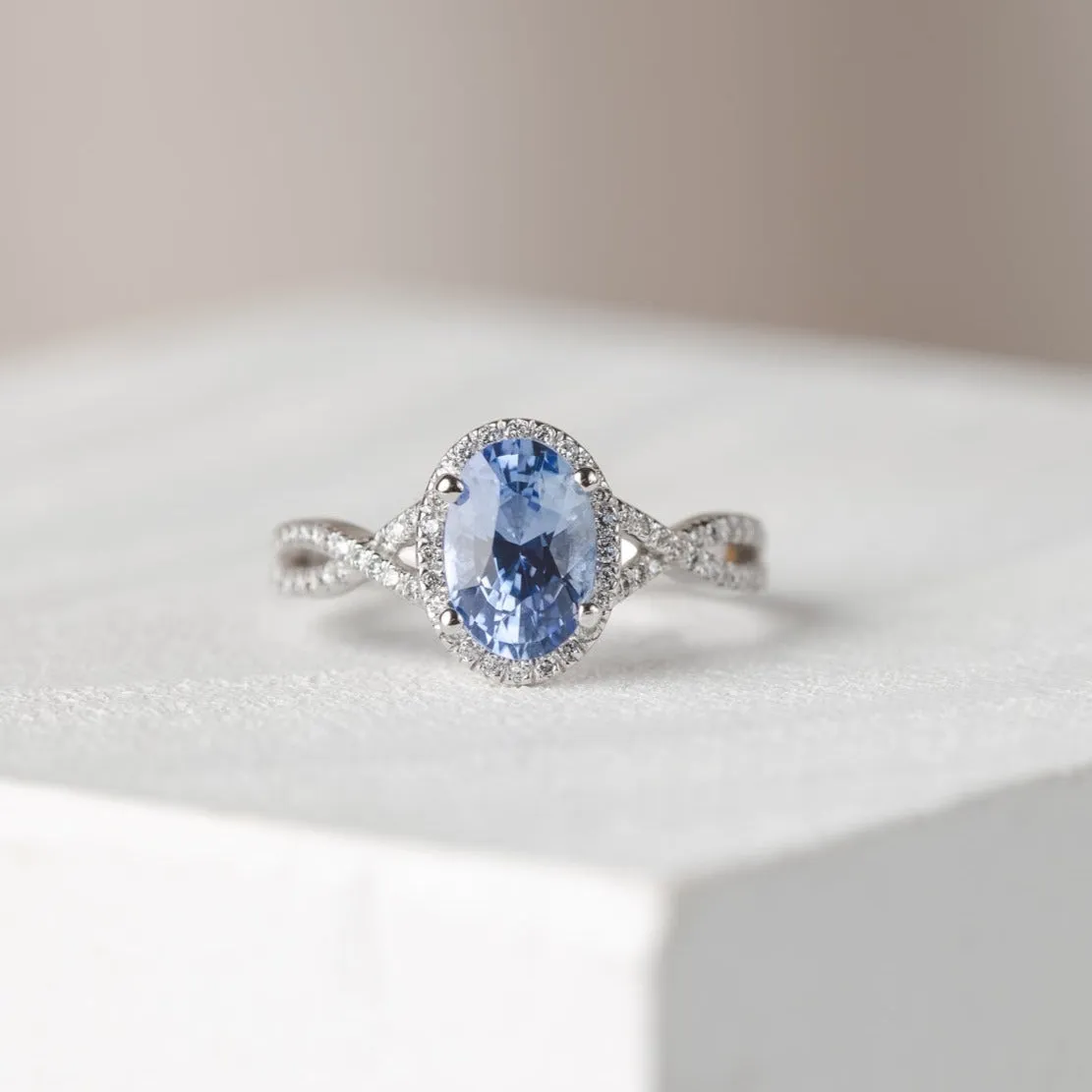 Leilani Oval Ceylon Sapphire and Diamond Engagement Ring
