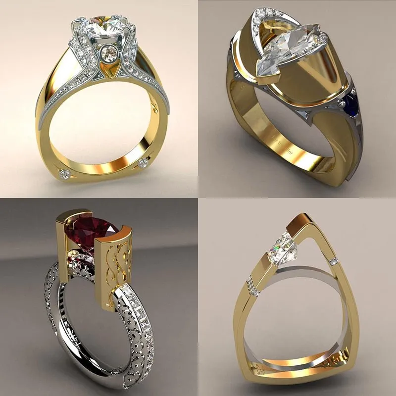 Luxury Red Ruby Gemstone Ring For Women Wedding Engagement Jewelry