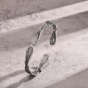 Men Vintage Angel Wings Cuff Bracelet, Rock Stylish Guardian Angel Wing Bangle Bracelets