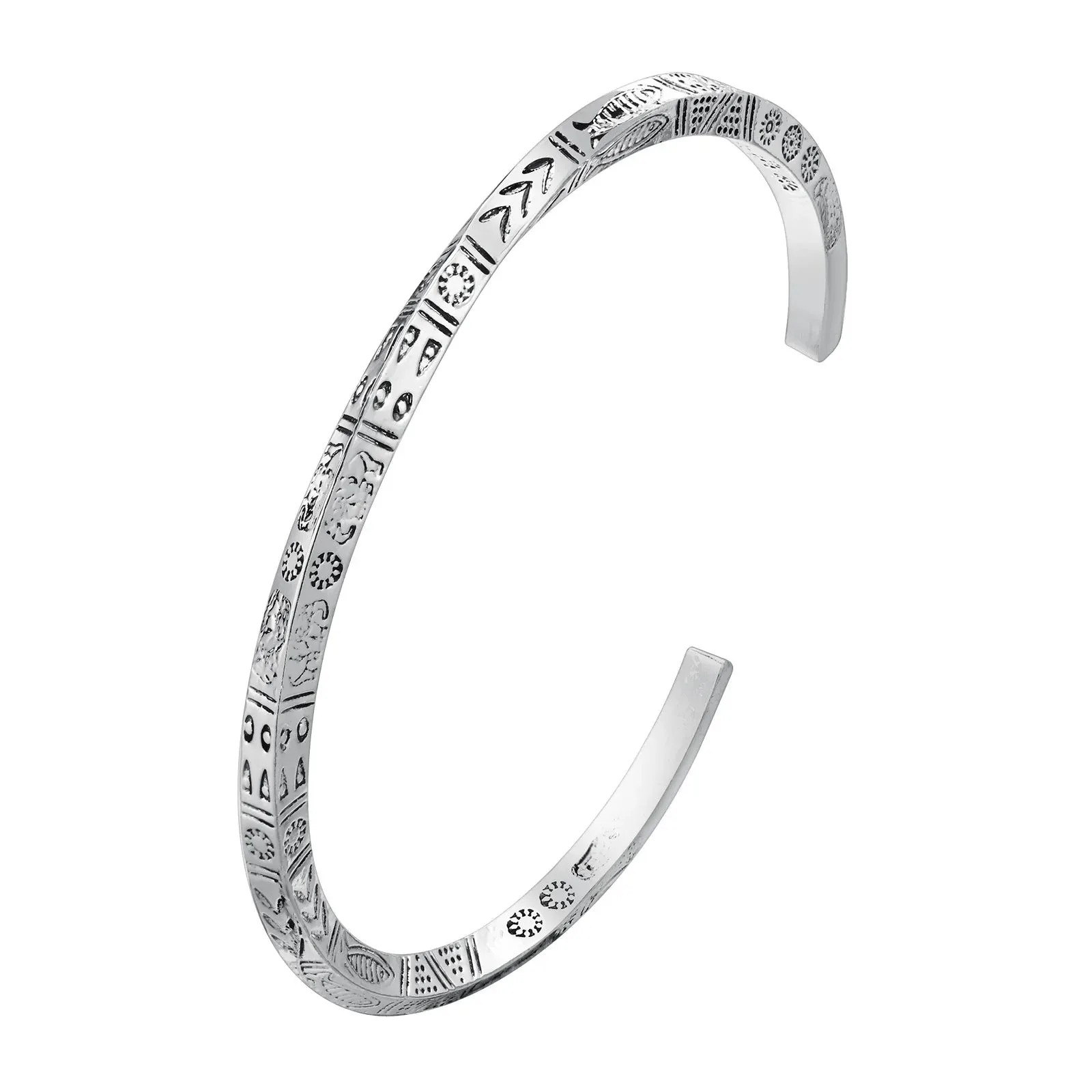 Men Vintage Angel Wings Cuff Bracelet, Rock Stylish Guardian Angel Wing Bangle Bracelets