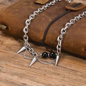 Mens Gothic Cone Necklaces, Waterproof Stainless Steel Rolo Link Chain Choker Collar Gifts