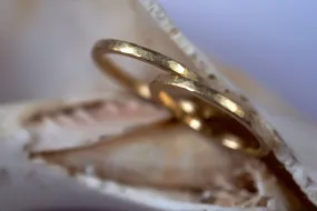 Minimalist Angular Hammered Wedding Ring Set