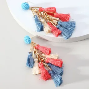 Modern Ethnic Style Tassel Geometric Hanging Dangle Earrings For Women