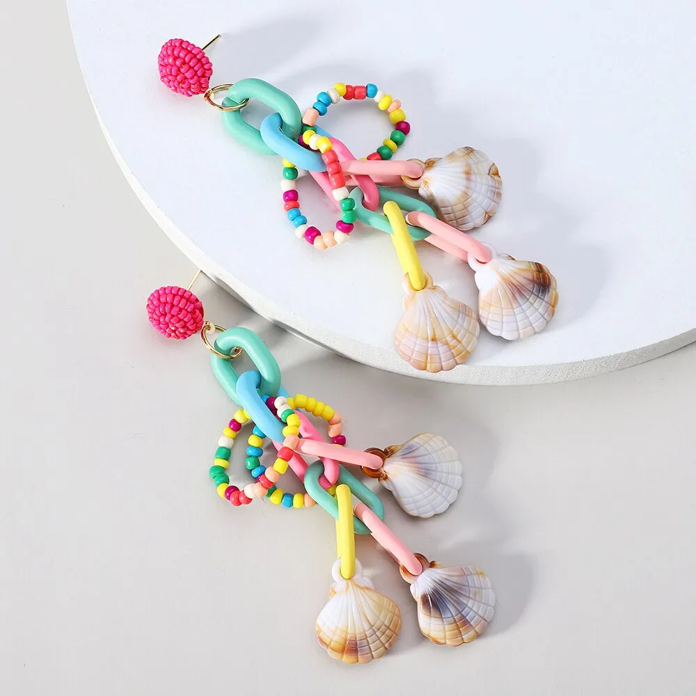 Modern Ethnic Style Tassel Geometric Hanging Dangle Earrings For Women