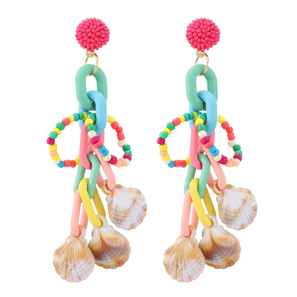 Modern Ethnic Style Tassel Geometric Hanging Dangle Earrings For Women
