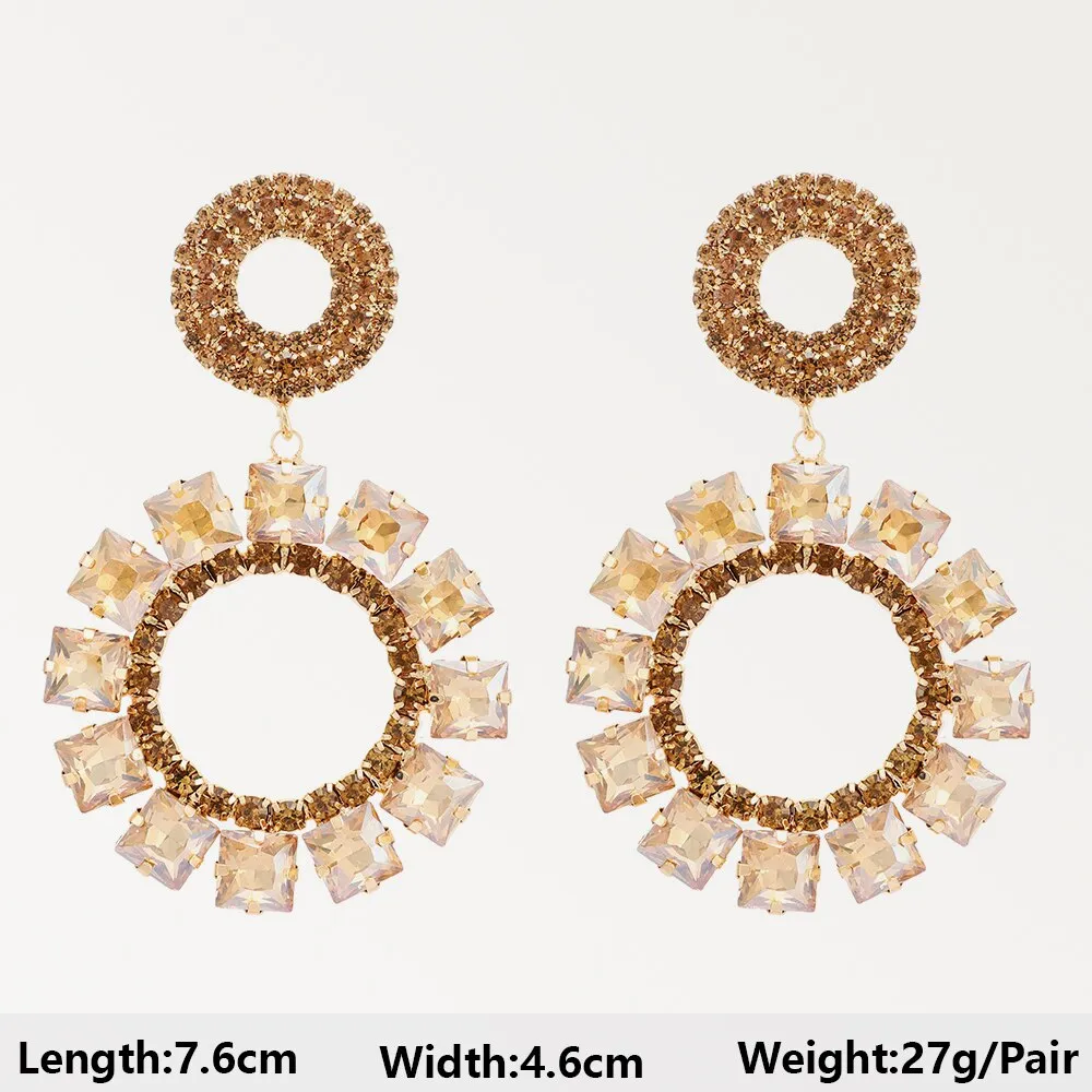 Modern Vintage Champagne Series Big Dangle Drop Earrings For Women