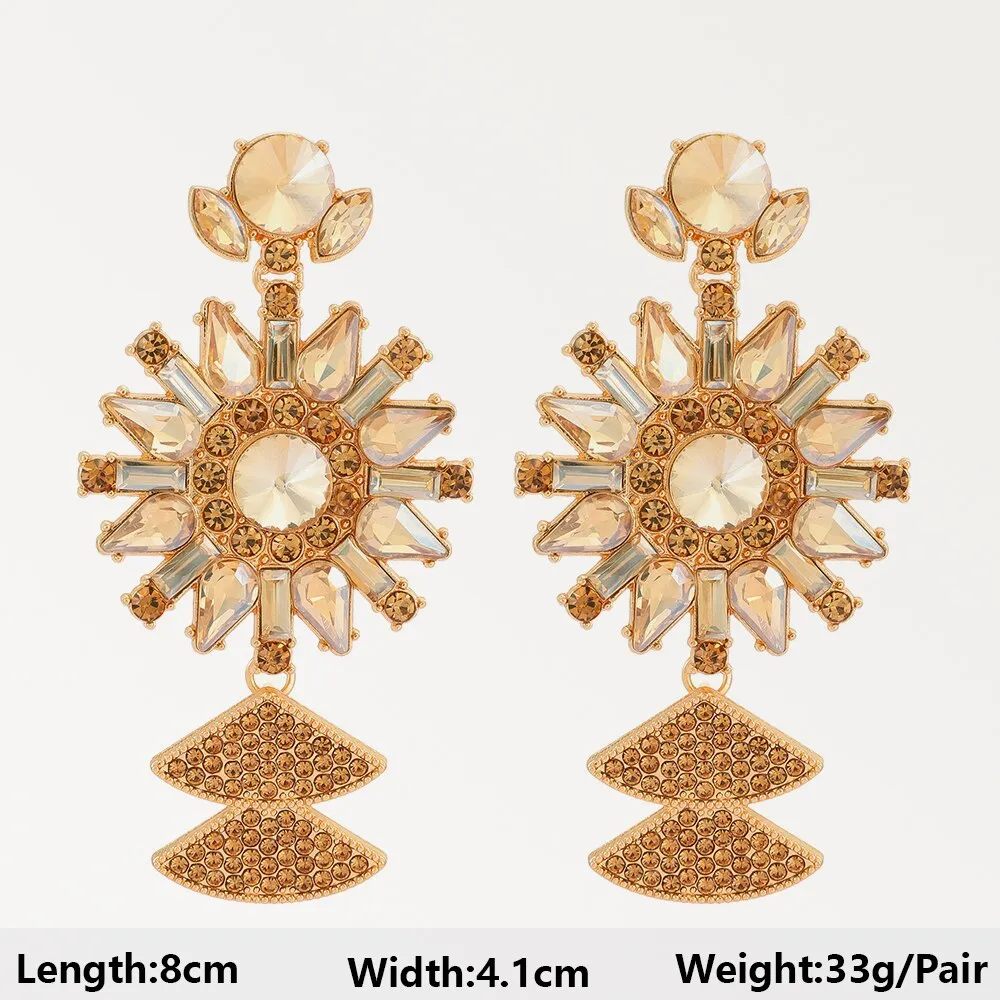 Modern Vintage Champagne Series Big Dangle Drop Earrings For Women