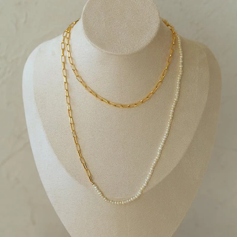 Multi-style Chain and Pearl Stacking Necklace