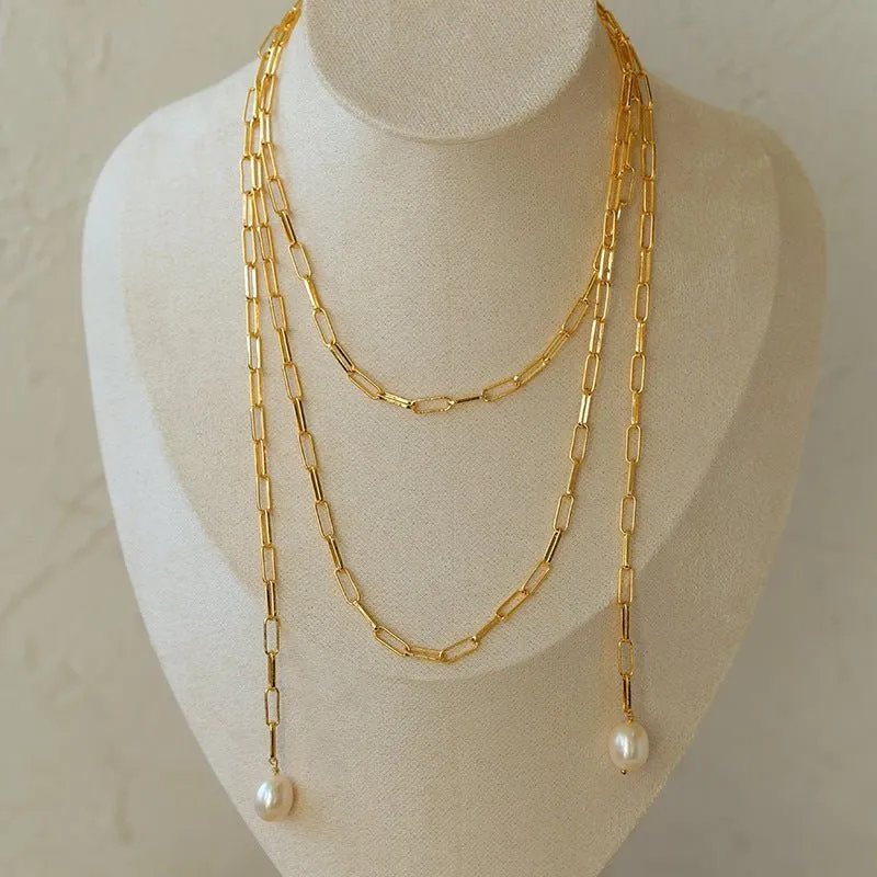 Multi-style Chain and Pearl Stacking Necklace