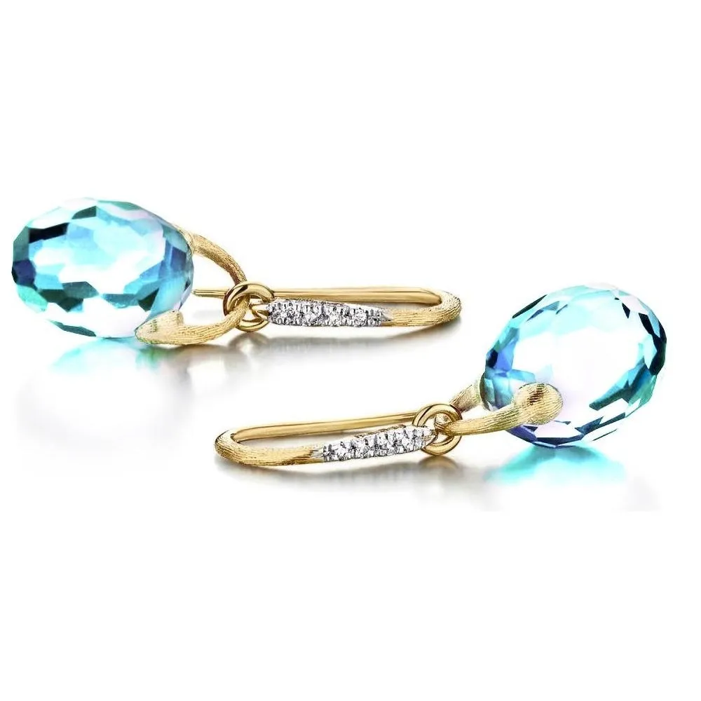 Nanis 18K Yellow Gold and Blue Topaz Ipanema Drop Earrings