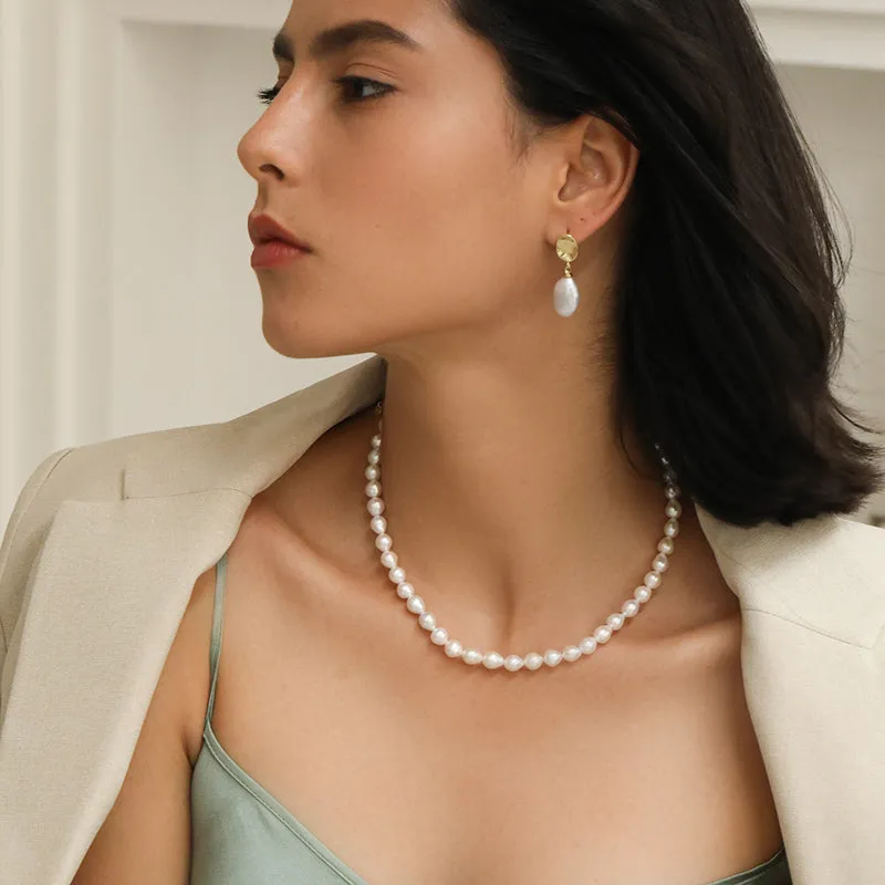 Natural Teardrop Baroque Pearl Necklace