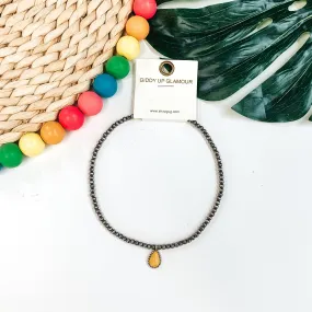 Navajo Inspired Choker with a Single Teardrop Stone in Yellow