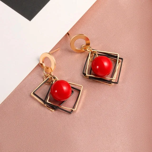 New Fashion Round Dangle Drop Korean Earrings For Women