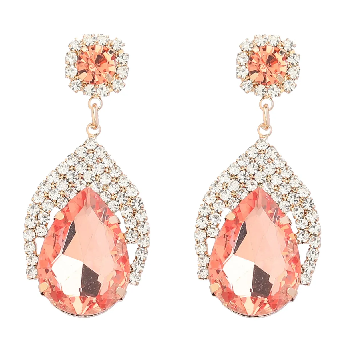 New Trend Metal Glass Rhinestone Geometric Dangle Earrings