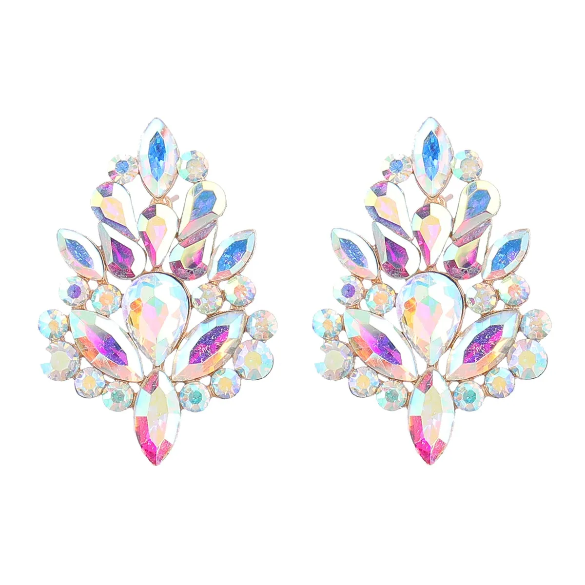 New Trend Metal Rhinestone Geometric Dangle Earrings Casual Party Shiny Statement Earrings