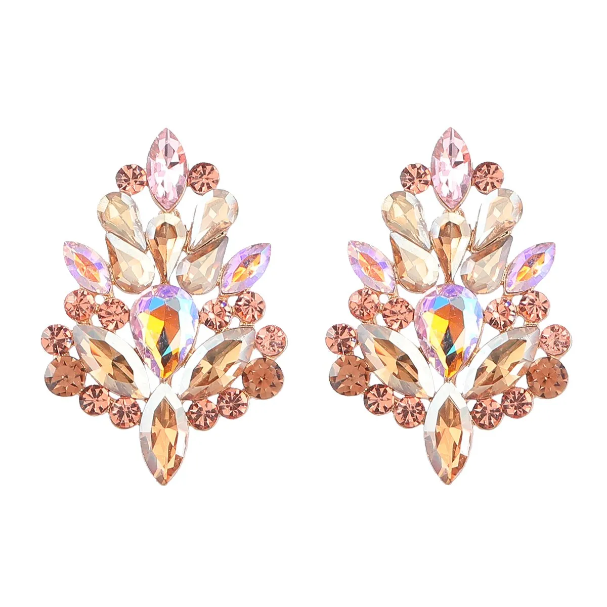 New Trend Metal Rhinestone Geometric Dangle Earrings Casual Party Shiny Statement Earrings