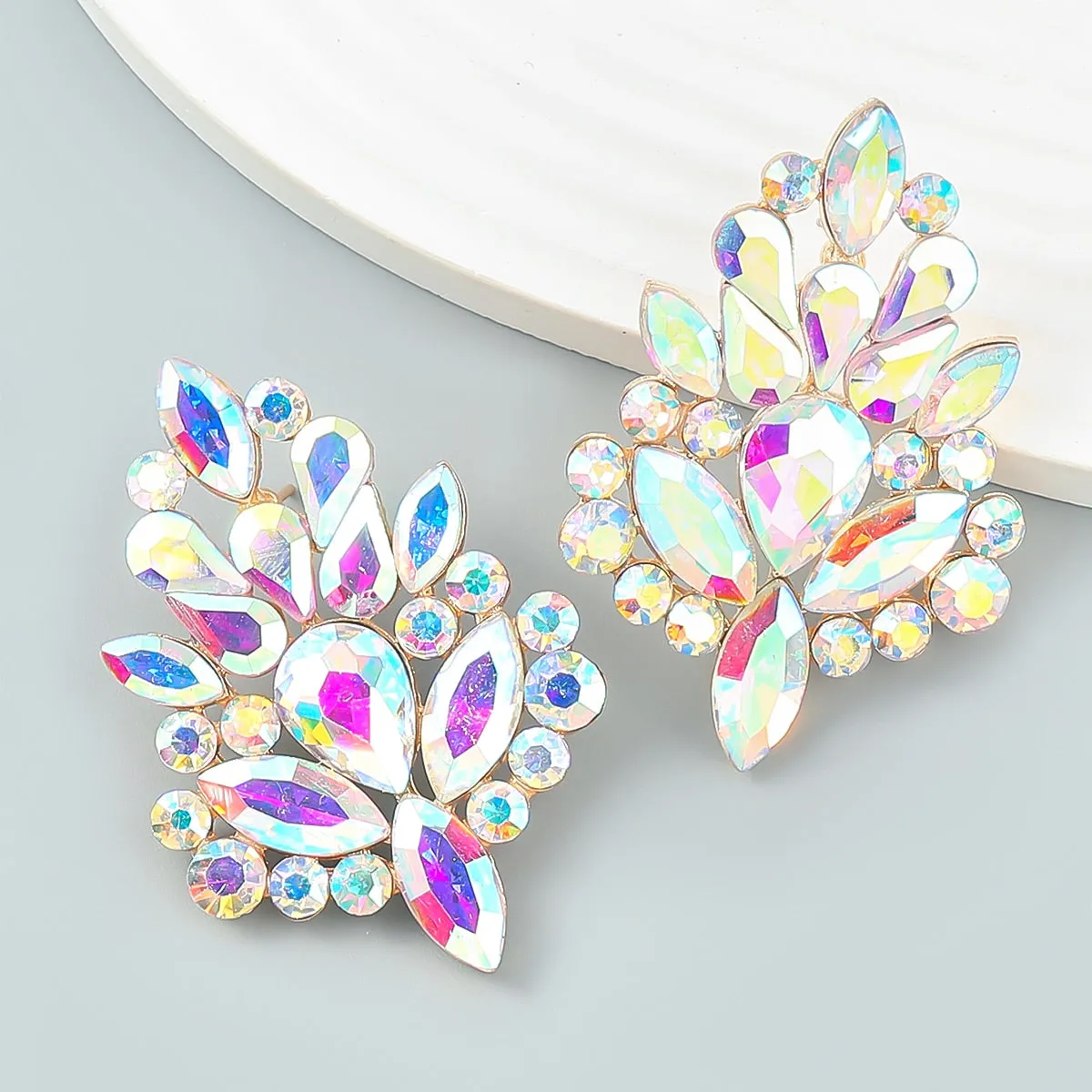 New Trend Metal Rhinestone Geometric Dangle Earrings Casual Party Shiny Statement Earrings