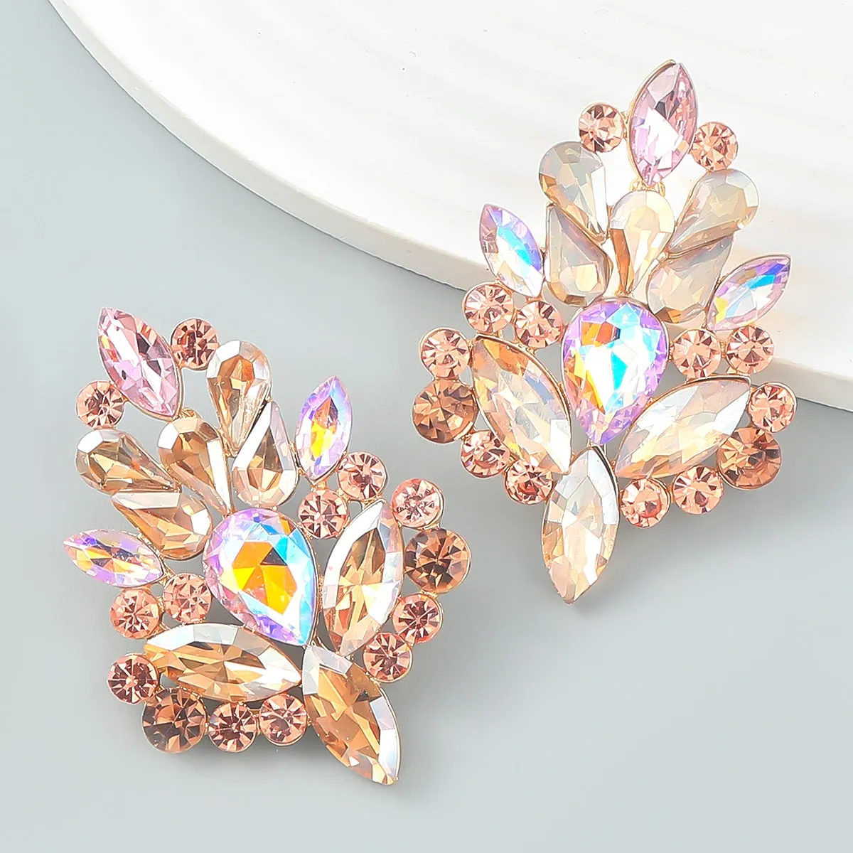 New Trend Metal Rhinestone Geometric Dangle Earrings Casual Party Shiny Statement Earrings