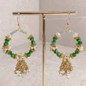 Olivia Hoop Earrings - Green