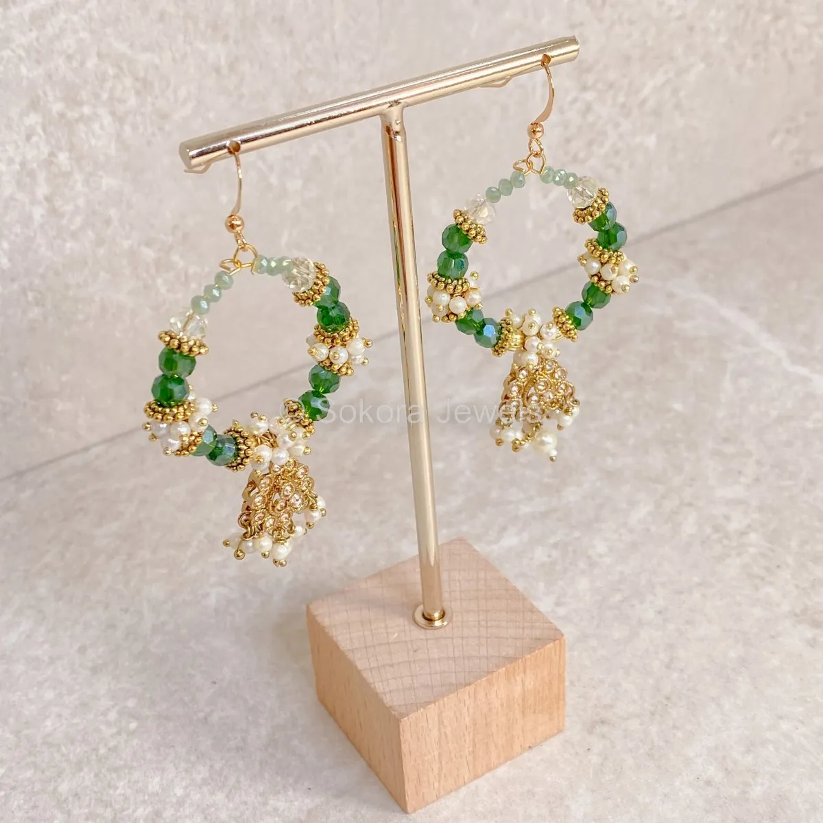 Olivia Hoop Earrings - Green