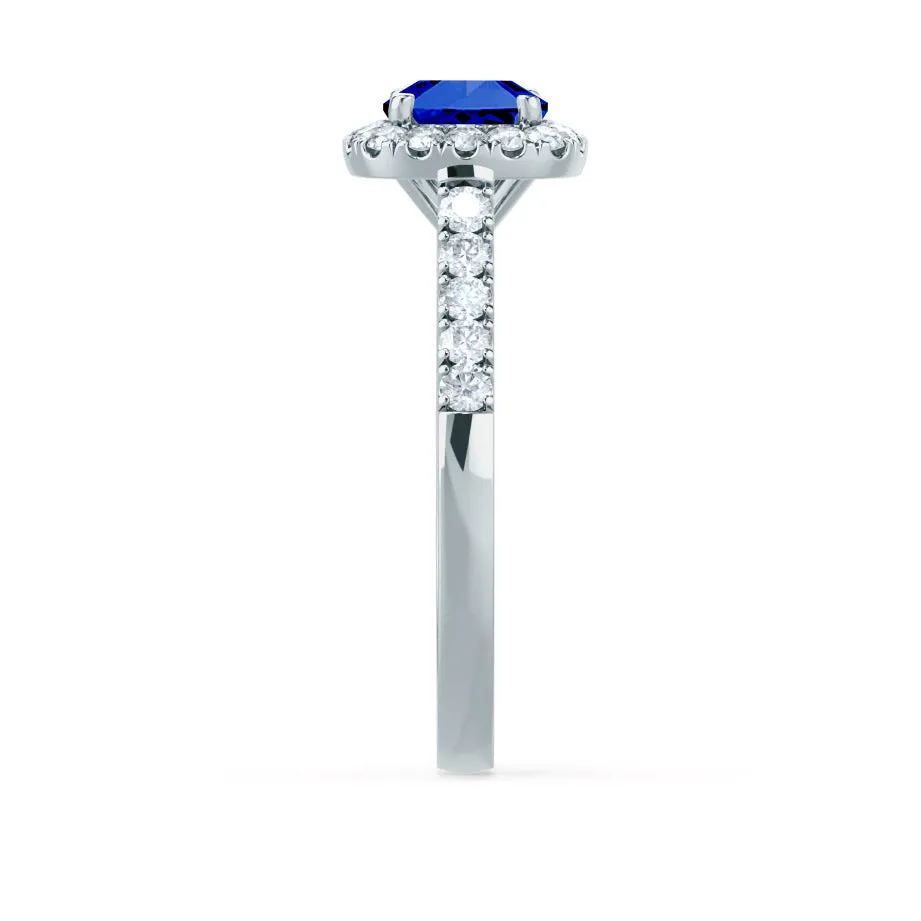 OPHELIA - Chatham® Lab Grown Blue Sapphire & Diamond Platinum Halo