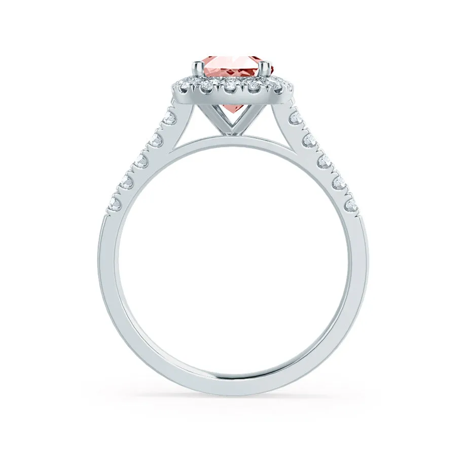 OPHELIA - Chatham® Lab Grown Champagne Sapphire & Diamond 18K White Gold Halo
