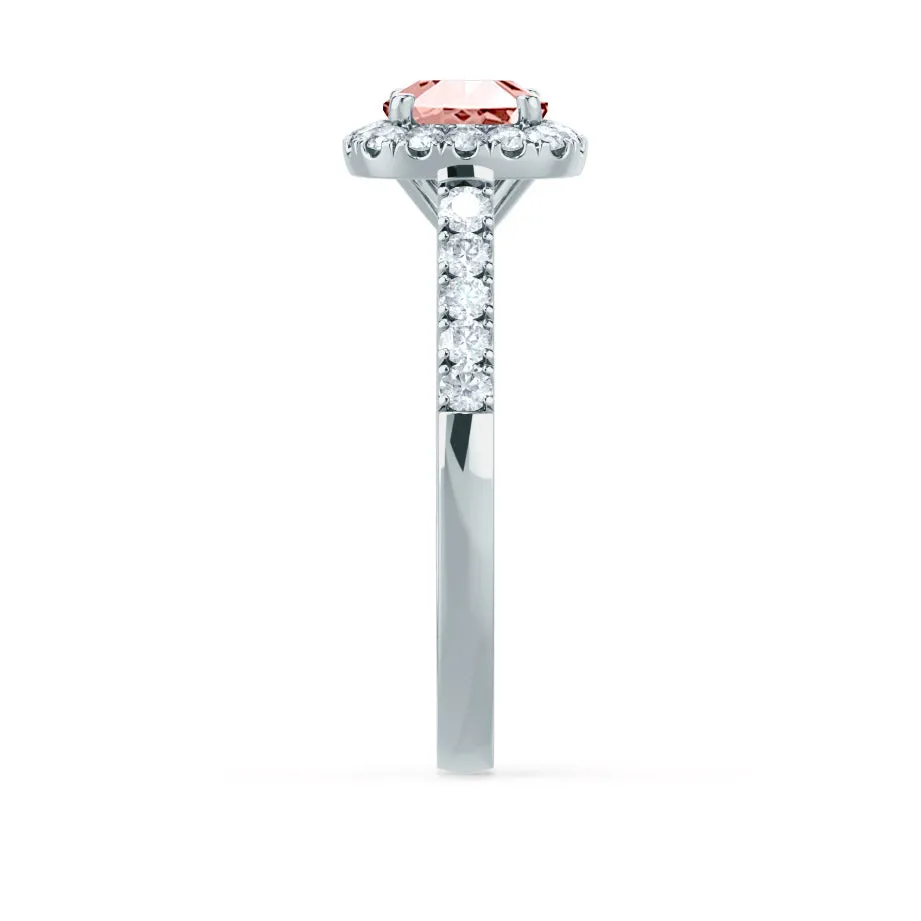OPHELIA - Chatham® Lab Grown Champagne Sapphire & Diamond 18K White Gold Halo