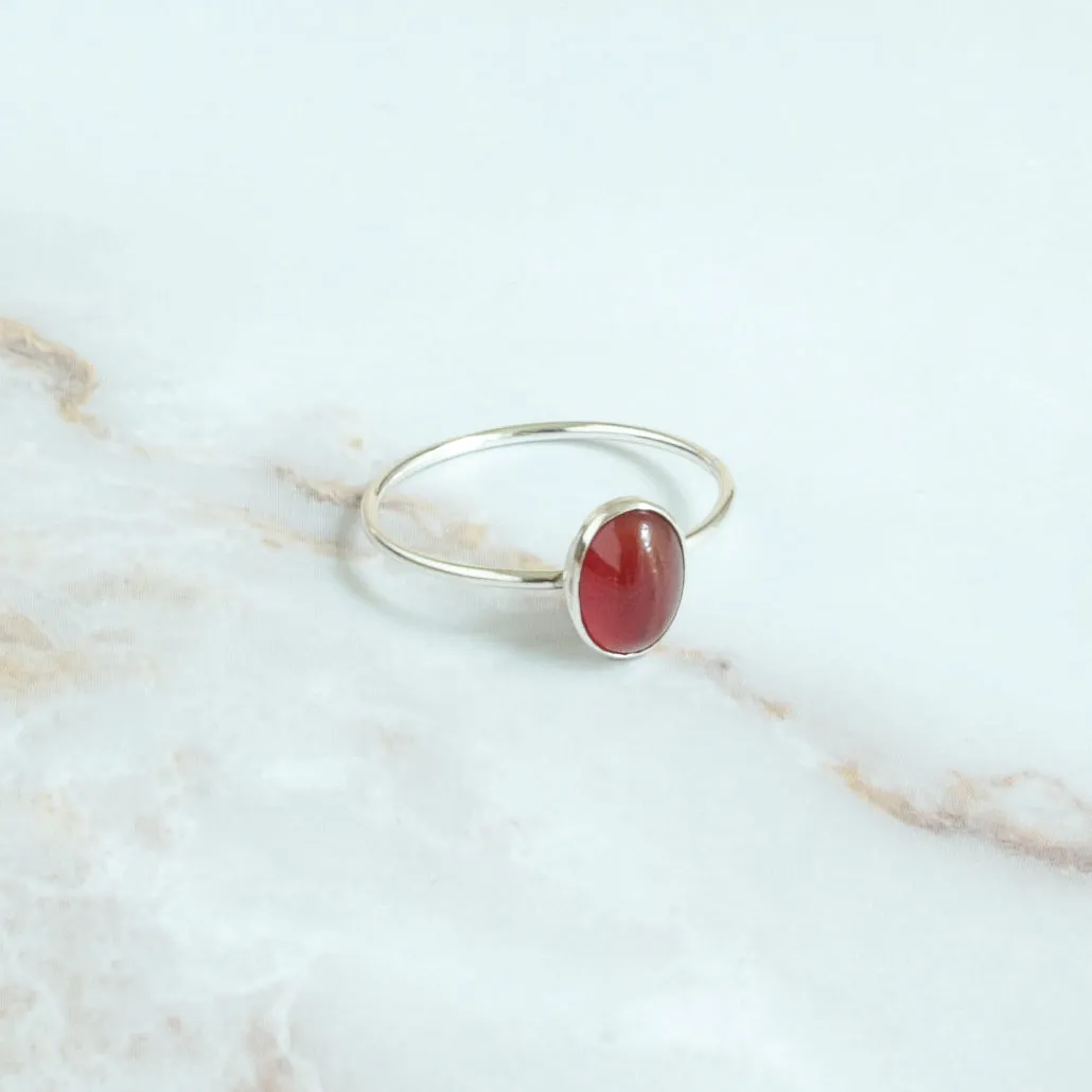 Oval Carnelian Minimalist Dainty Ring