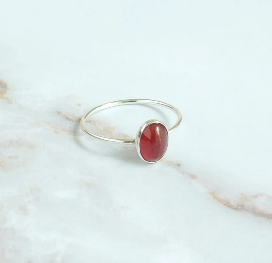 Oval Carnelian Minimalist Dainty Ring