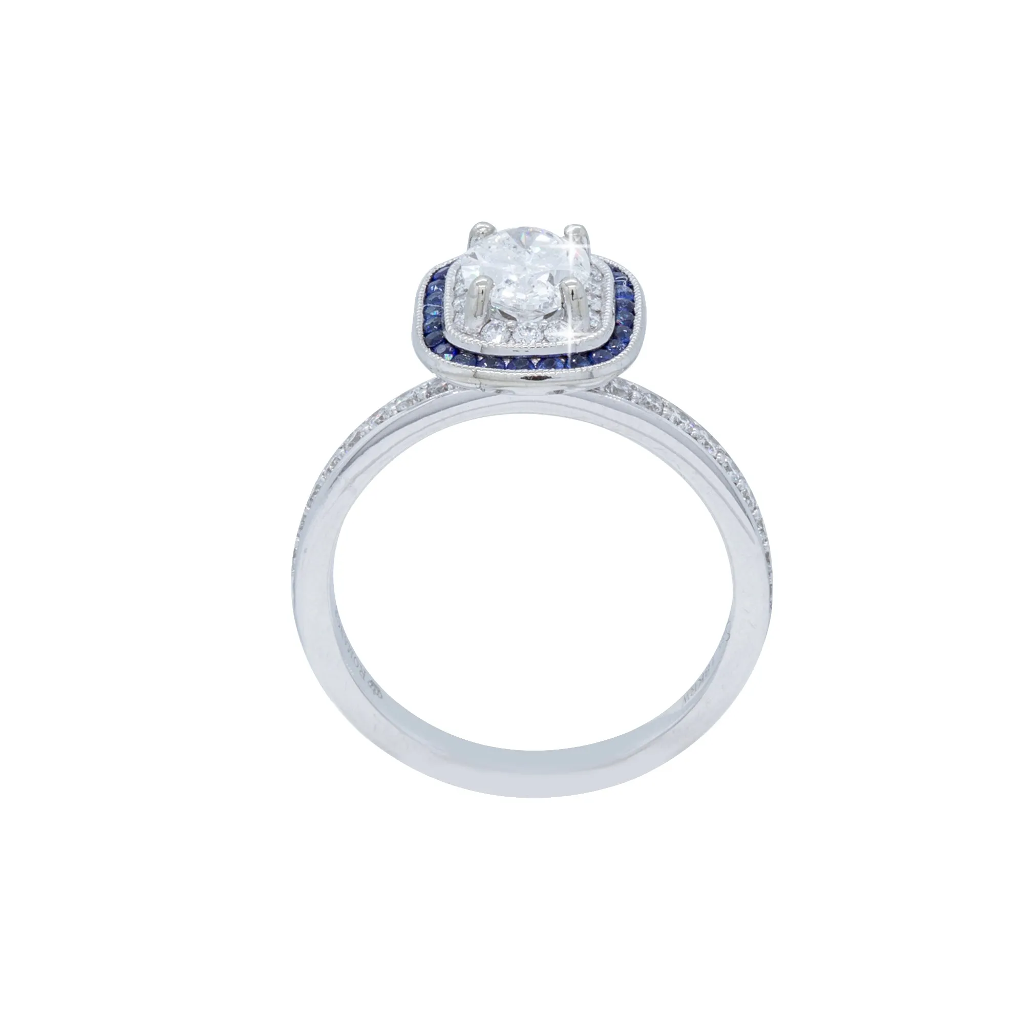 Oval Diamond with Sapphire Halo Engagement Ring