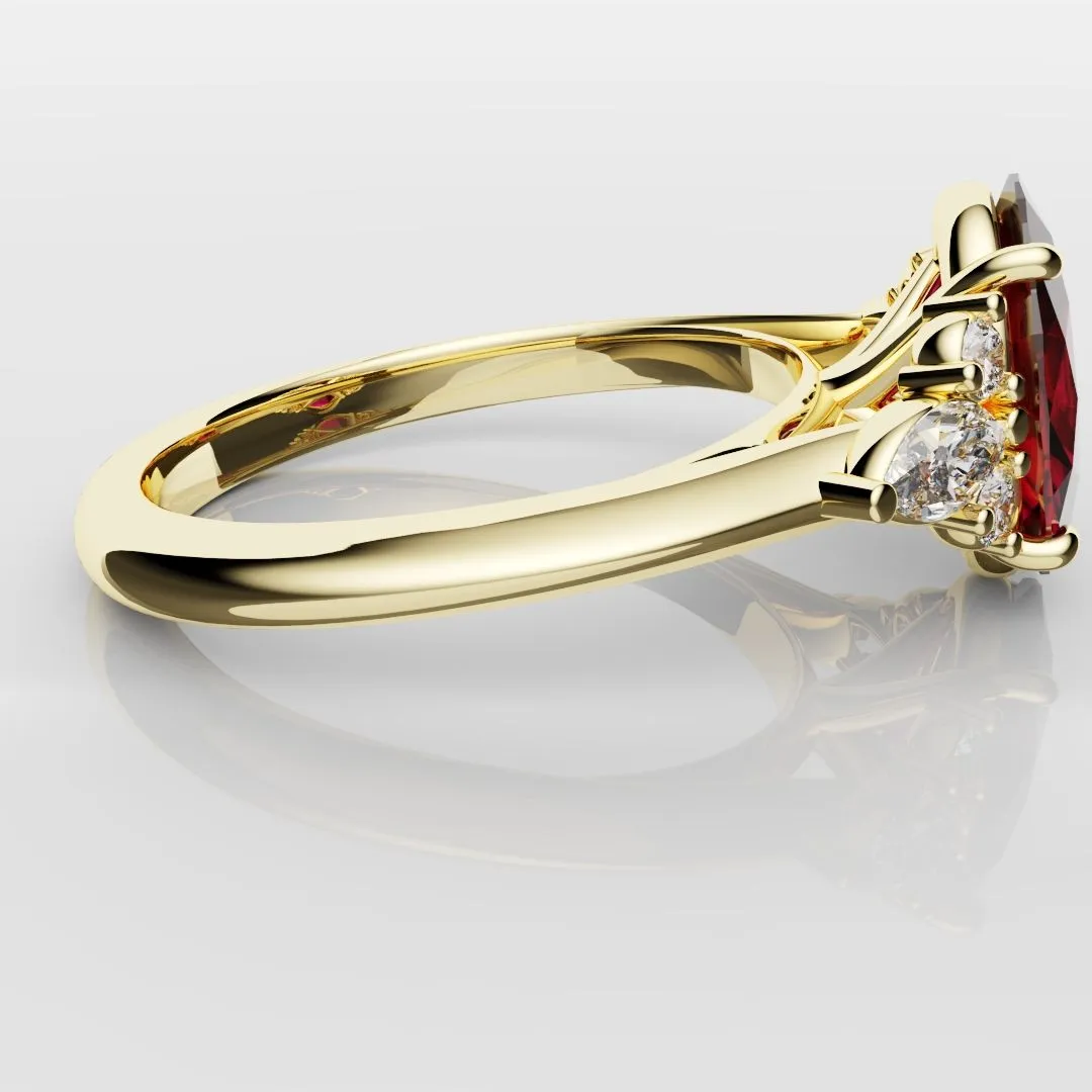 Oval Ruby Engagement Ring with Marquise Diamonds
