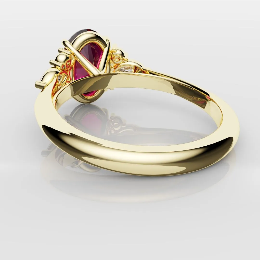 Oval Ruby Engagement Ring with Marquise Diamonds