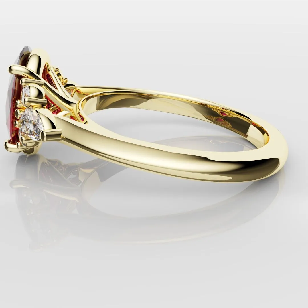 Oval Ruby Engagement Ring with Marquise Diamonds