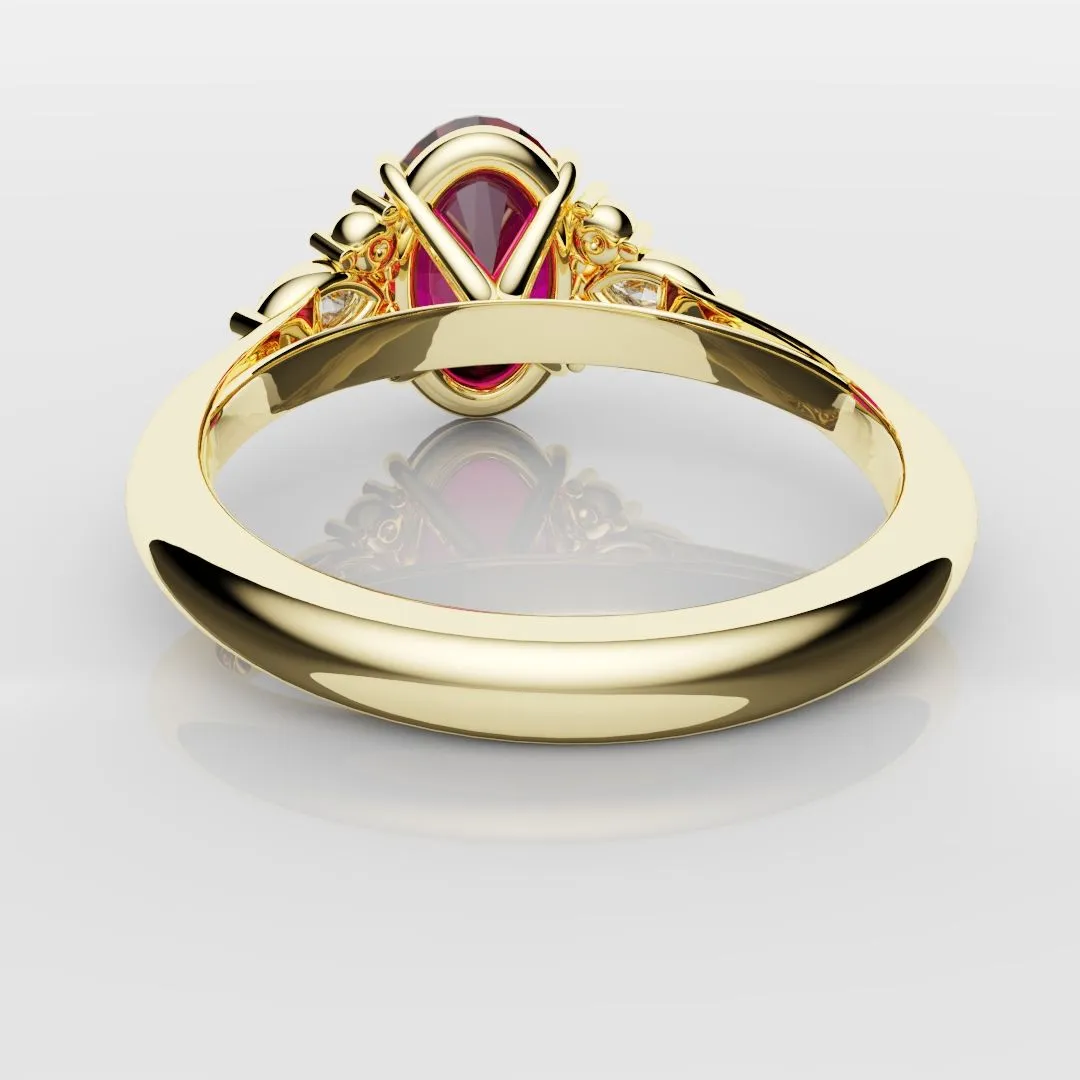 Oval Ruby Engagement Ring with Marquise Diamonds