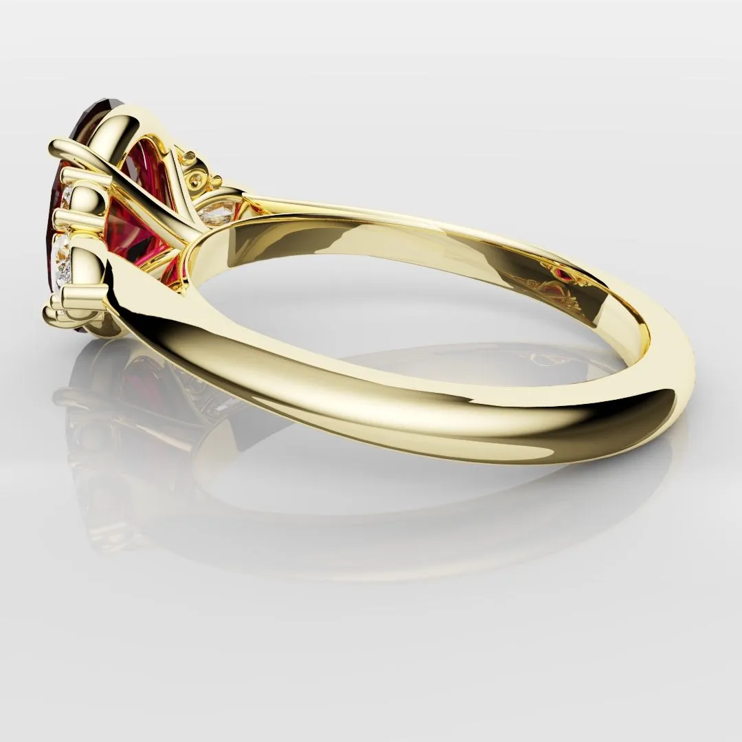 Oval Ruby Engagement Ring with Marquise Diamonds