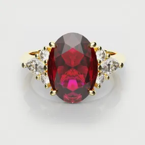 Oval Ruby Engagement Ring with Marquise Diamonds