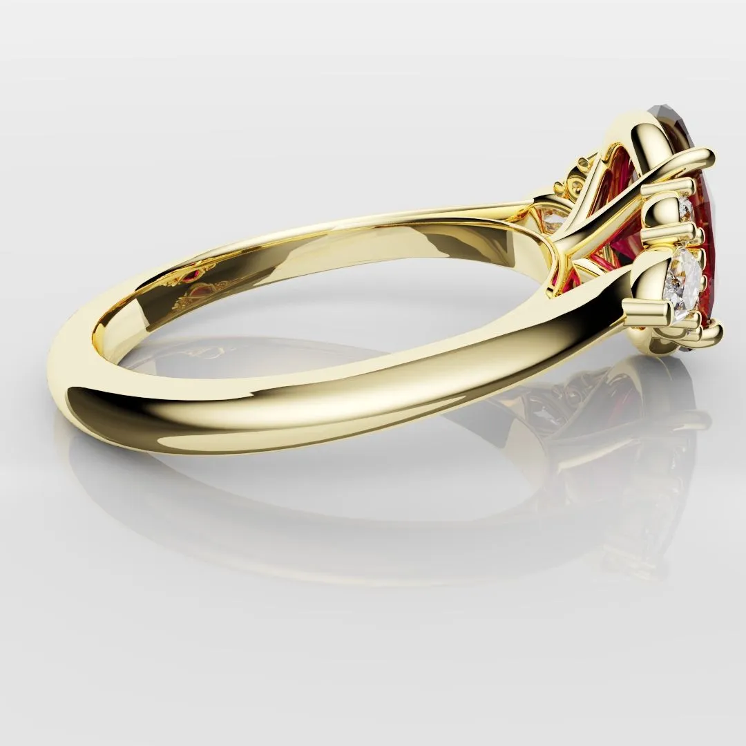 Oval Ruby Engagement Ring with Marquise Diamonds