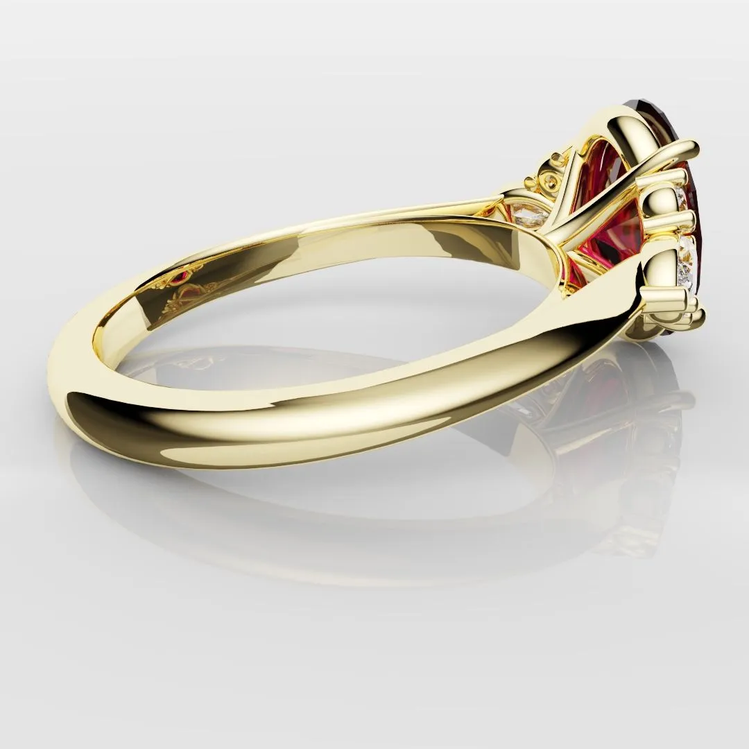Oval Ruby Engagement Ring with Marquise Diamonds