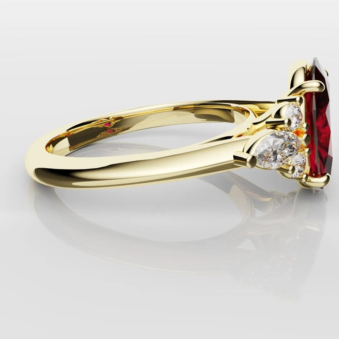 Oval Ruby Engagement Ring with Marquise Diamonds