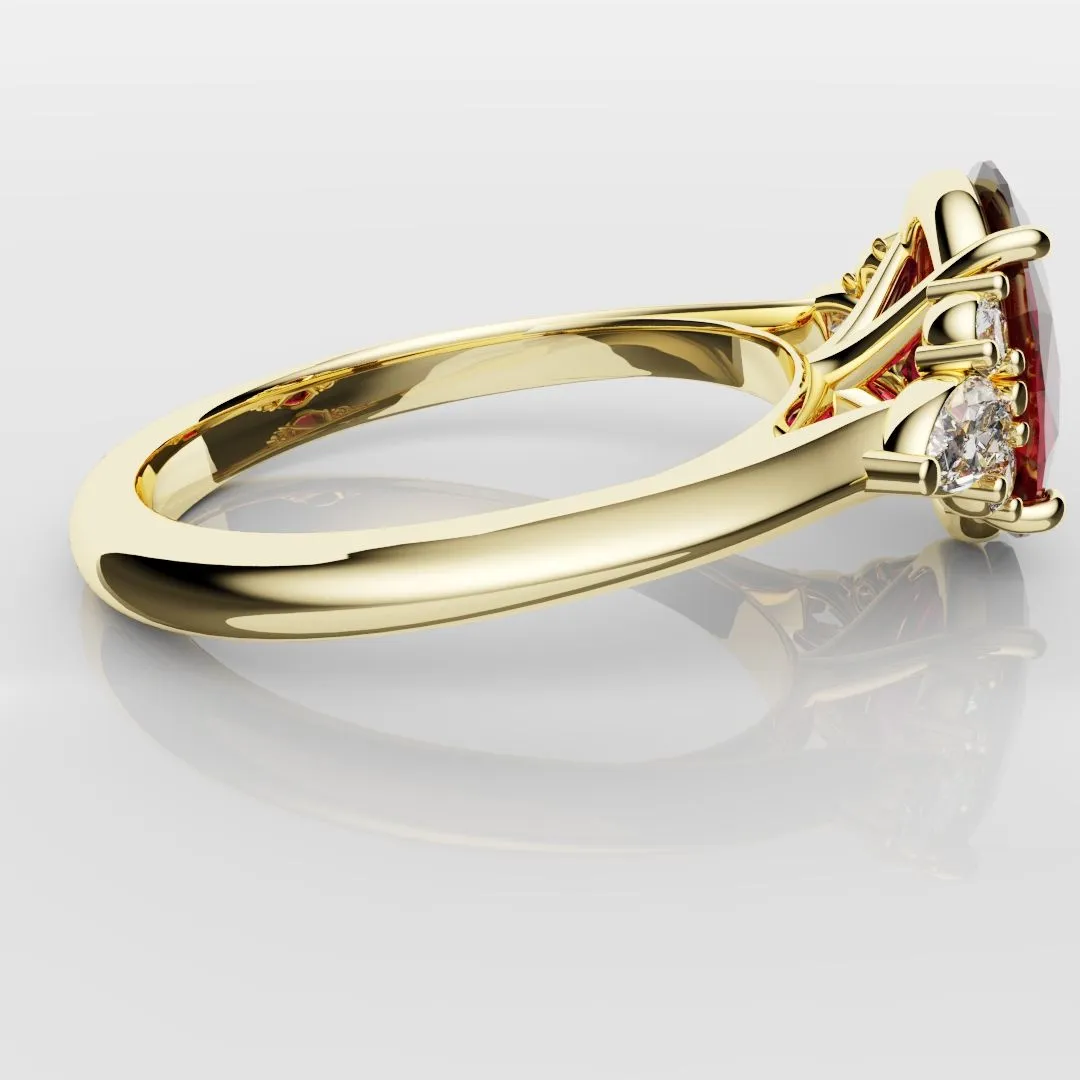 Oval Ruby Engagement Ring with Marquise Diamonds