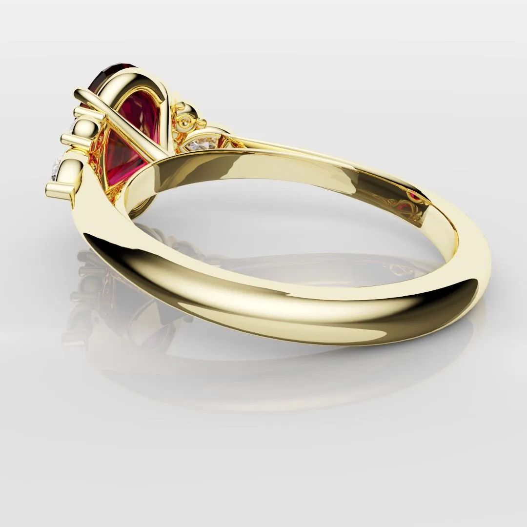 Oval Ruby Engagement Ring with Marquise Diamonds