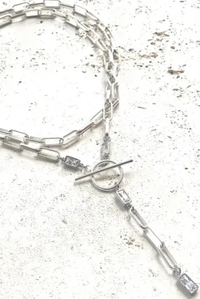Paperclip Wrap Necklace - Matte Silver