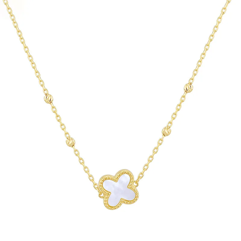 Pearl Quatrefoil & Ball Chain Necklace