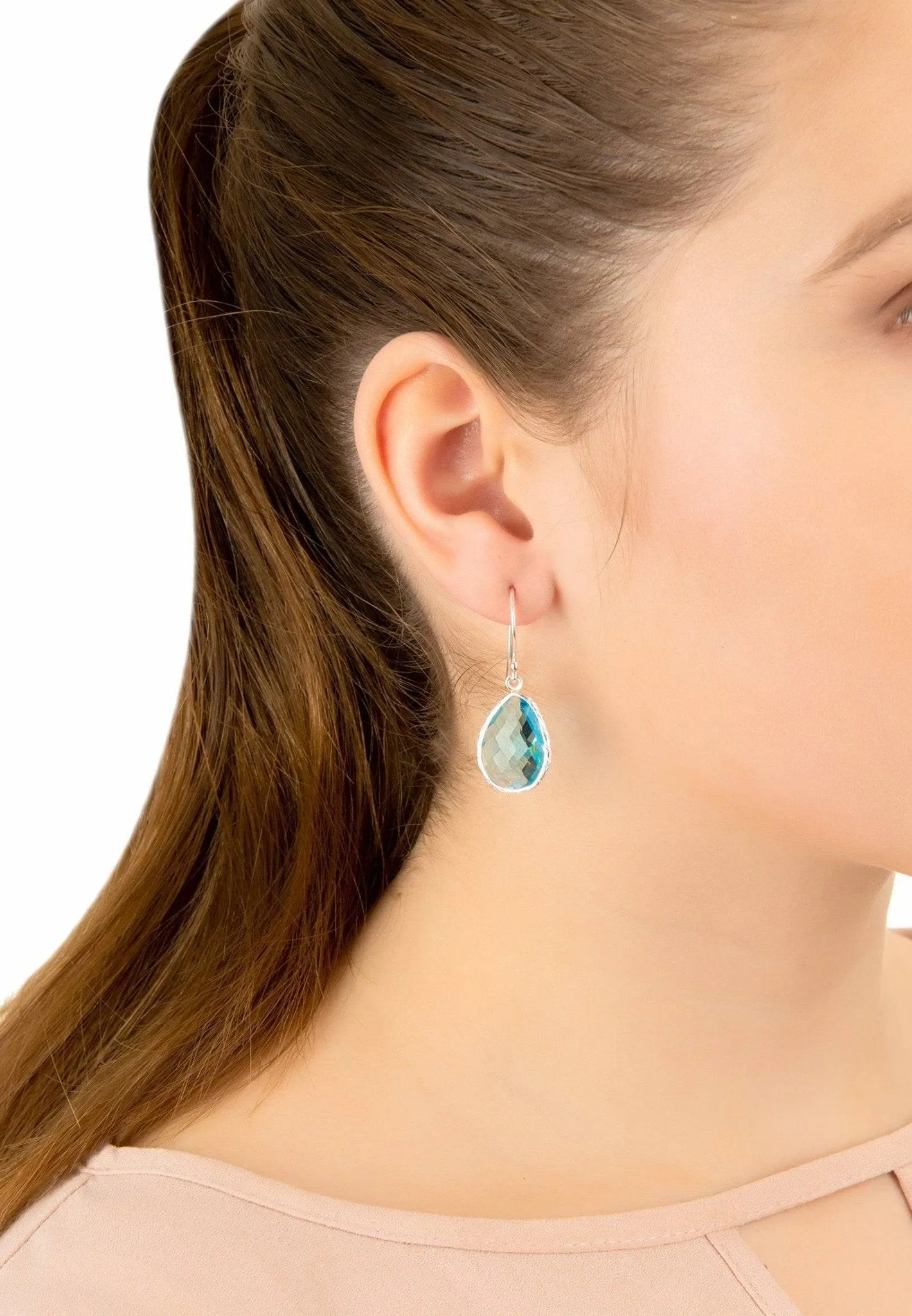 Petite Drop Earrings in Blue Topaz Hydro Silver