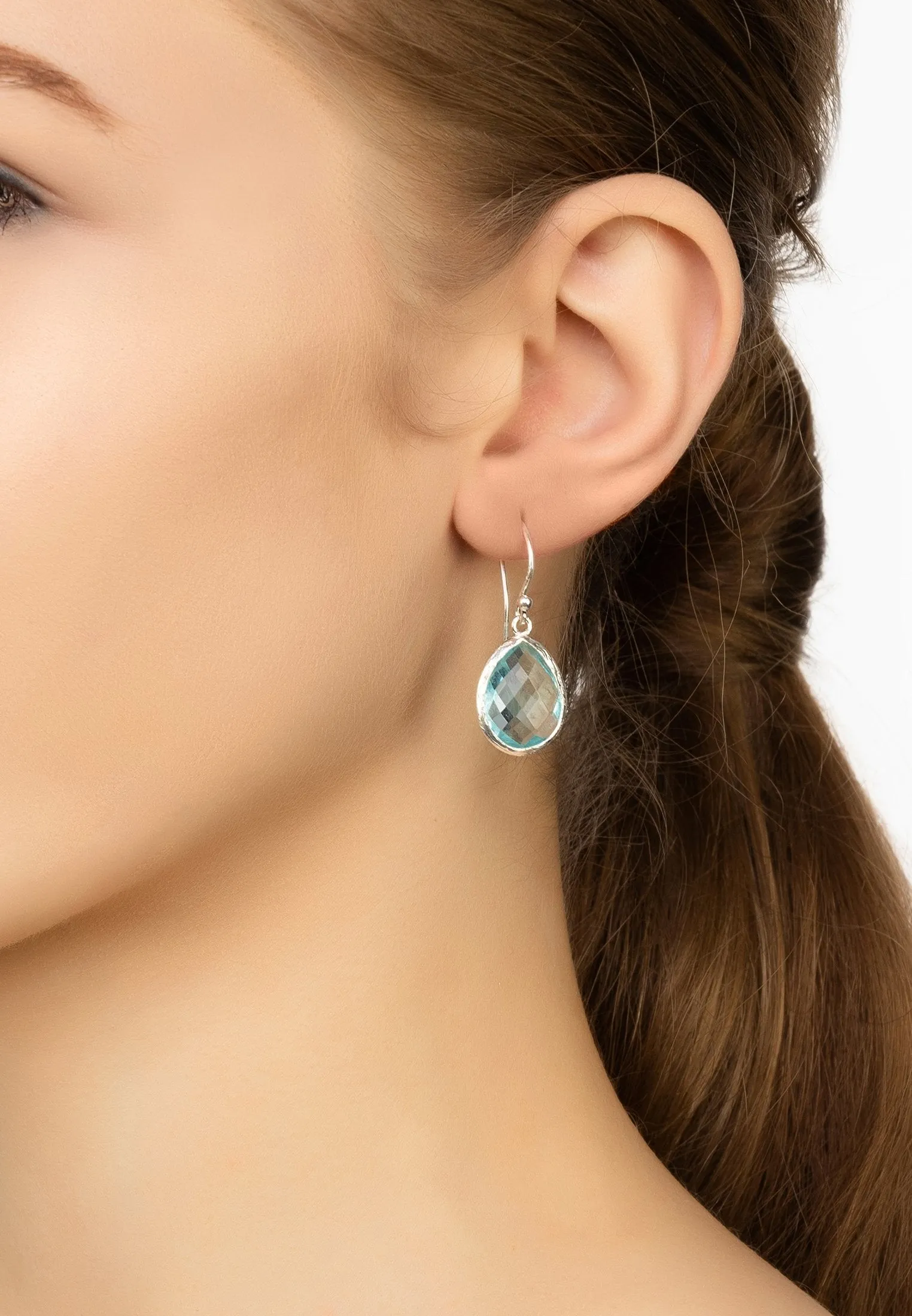 Petite Drop Earrings in Blue Topaz Hydro Silver
