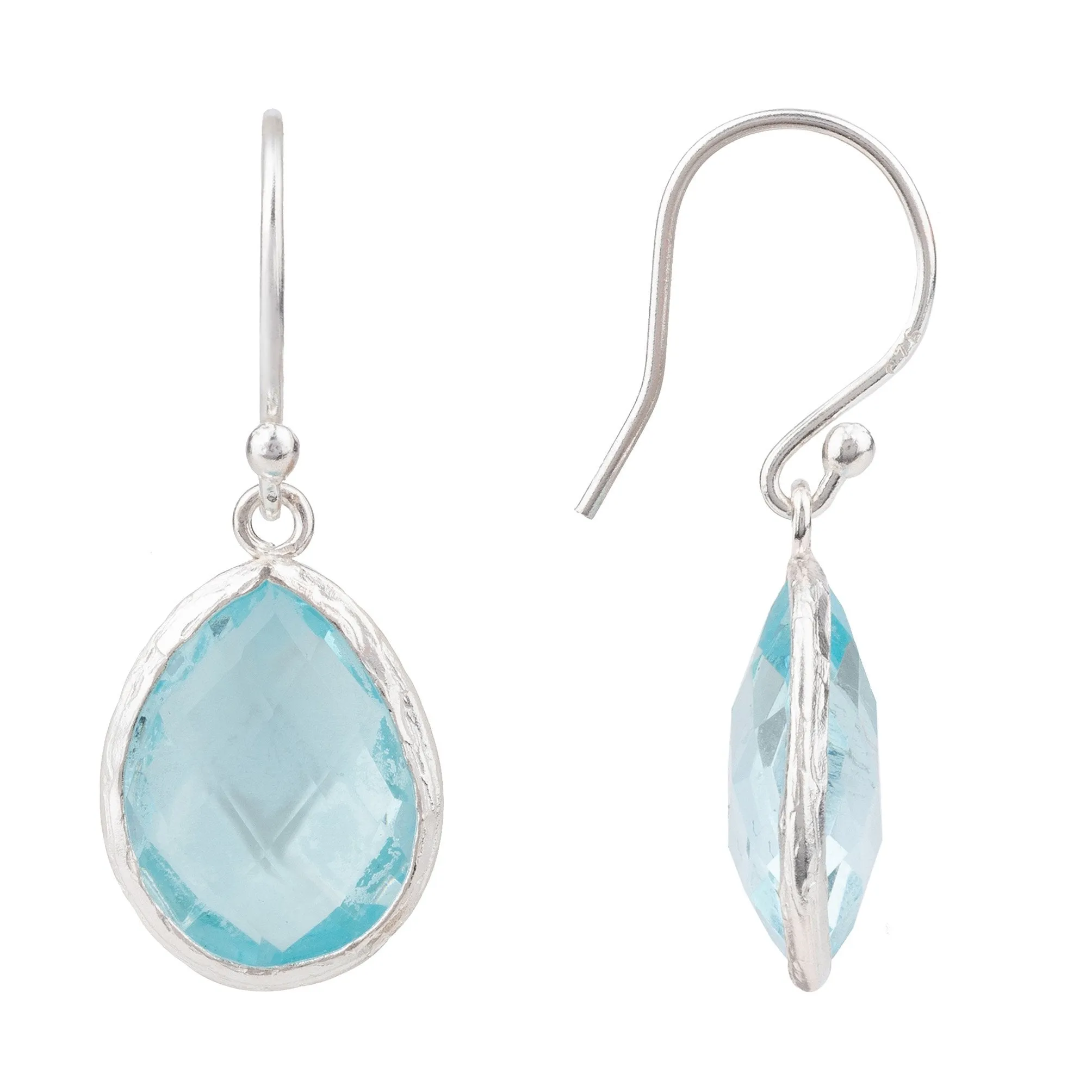 Petite Drop Earrings in Blue Topaz Hydro Silver